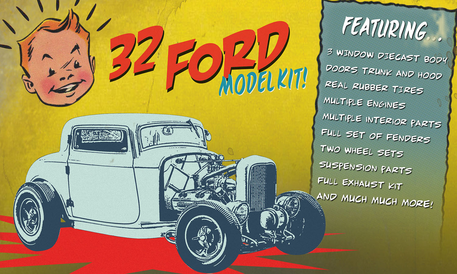 1932 Ford Three Window Metal Model Kit 